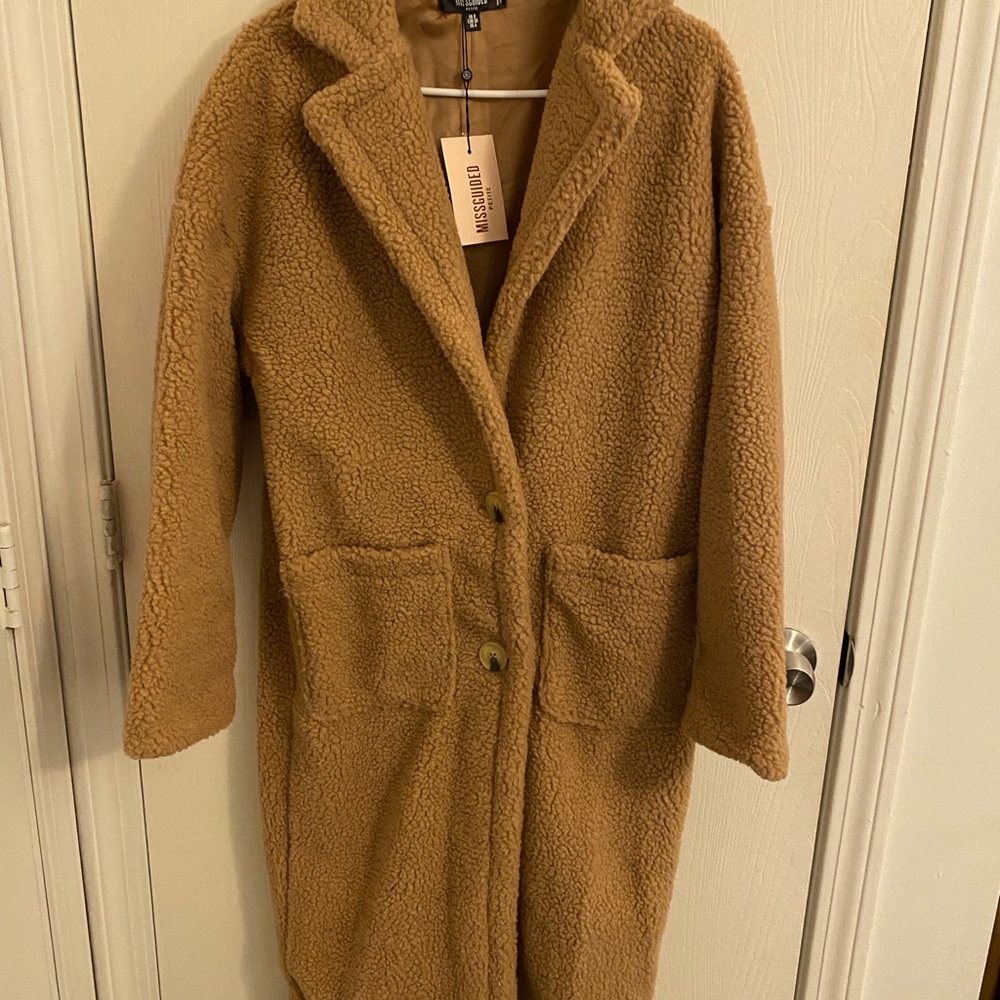Woman’s long Sherpa coat NEW